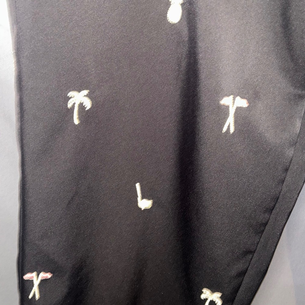 Coral Bay Golf Womens Black Embroidered Palm Tree Pineapple Golf Pants Size 16 - Picture 4 of 8